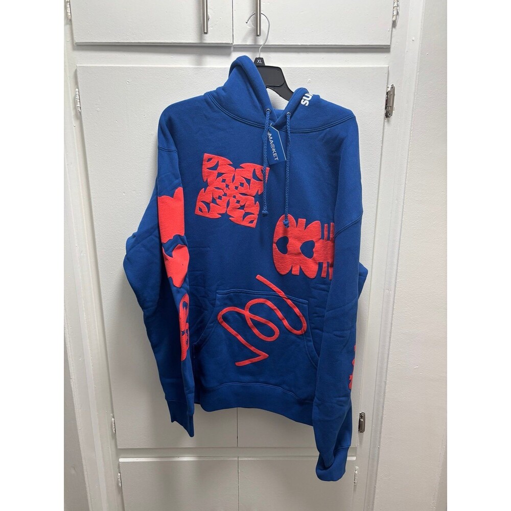 Market Studios Hoodie Sweatshirt Blue Pullover Graphic NWT Large
